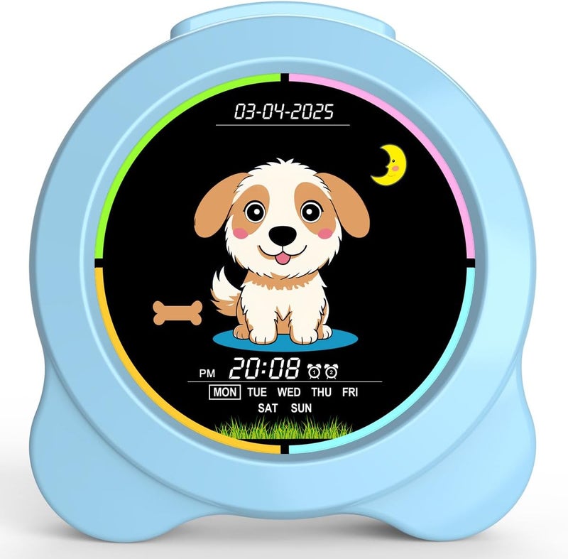 Sinoviwe Kids Alarm Clock Sun & Moon& Dog LED Display with Day & Date OK to Wake Clock with Night Light for Kids Children's Sleep Trainer Gift for Boy and Girls - Image 2